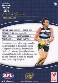 2014 Select AFL Honours Series 1 #78 Mitch Brown Back